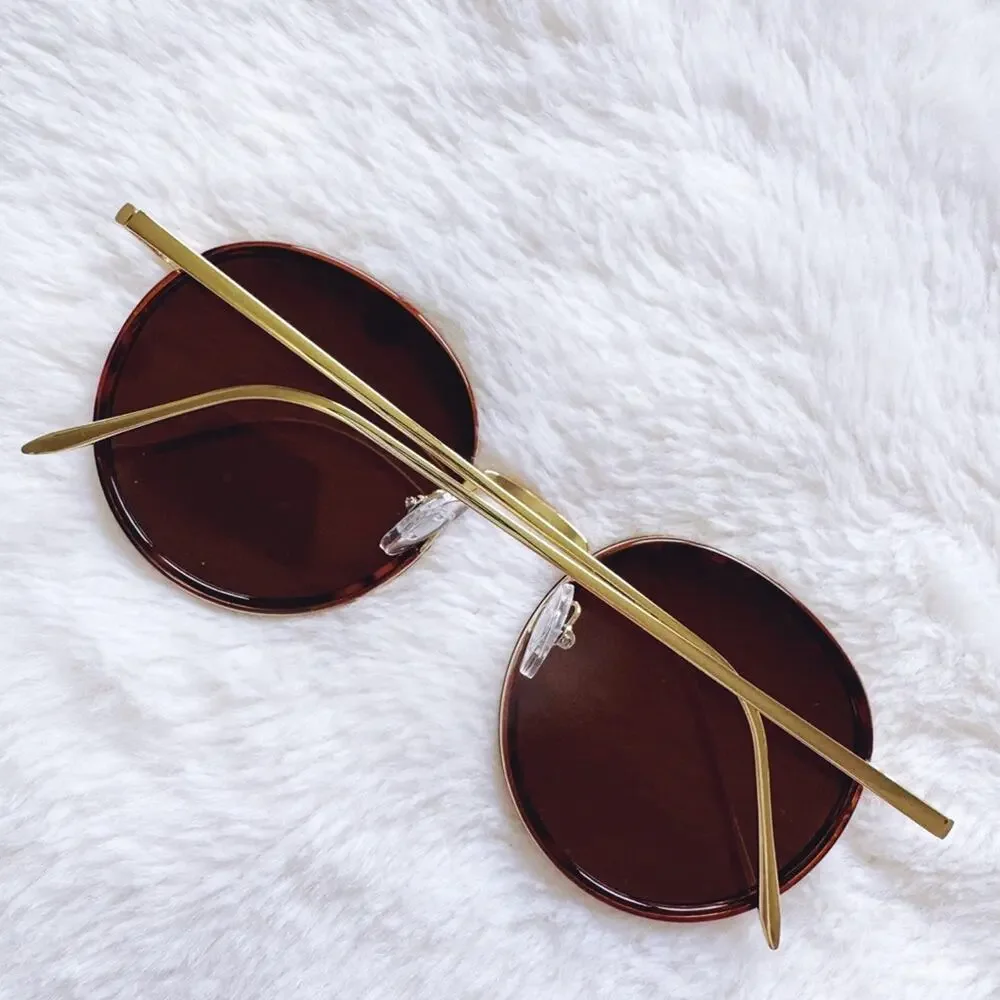 Dean Tortoise Brown w/ Gold Rims Round Sunglasses